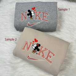 Mickey And Minnie Disney Nike Embroidered Sweatshirts, Matching Embroidered Hoodies
