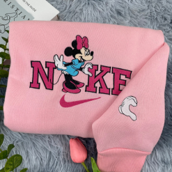 Mickey And Minnie Disney Nike Embroidered Sweatshirts, Nike Couple Embroidery, Nike Matching Embroidery