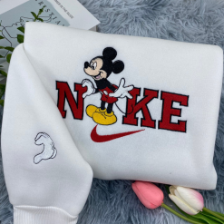 Mickey And Minnie Disney Nike Embroidered Sweatshirts, Nike Couple Embroidery, Nike Matching Embroidery