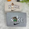 Christmas Nike Grinch Couple Embroidered Sweatshirt, Nike Matching Embroidered Hoodies