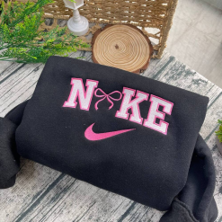 Nike Bow Embroidered Sweatshirt, Nike Couple Embroidery, Bow Sweatshirt, Nike Embroidered Hoodie (2)
