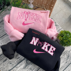 Nike Bow Embroidered Sweatshirt, Nike Couple Embroidery, Bow Sweatshirt, Nike Embroidered Hoodie