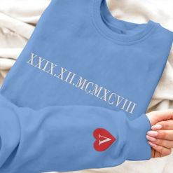 Personalized Our Date Anniversary Embroidered Sweatshirt, Couple Embroidered Hoodies (2)