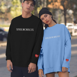 Personalized Our Date Anniversary Embroidered Sweatshirt, Couple Embroidered Hoodies