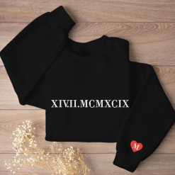 Personalized Our Date Anniversary Embroidered Sweatshirt, Couple Embroidered Hoodies (3)