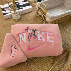 Pooh Bear And Piglet Nike Embroidered Sweatshirts, Nike Couple Embroidered Sweatshirts (3)