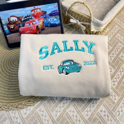 Sally Mcqueen And Tow Matter Disney Embroidered Sweatshirt, Hoodie, T-shirt