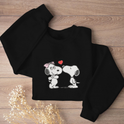 Snoopy And Belle Couple Embroidered Sweatshirts, Couple Embroidered Hoodies (2)