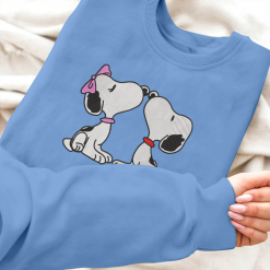 Snoopy And Belle Couple Embroidered Sweatshirts, Couple Embroidered Hoodies (3)