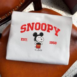 Snoopy Pop Culture Embroidered Sweatshirt, Cute Cartoon Character Embroidered Hoodie05