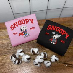 Snoopy Pop Culture Embroidered Sweatshirt, Cute Cartoon Character Embroidered Hoodie09