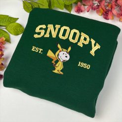 Snoopy Pop Culture Embroidered Sweatshirt, Cute Cartoon Character Embroidered Hoodie12