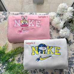 Snow Ball Nike Embroidered Sweatshirt, Nike Couple Embroidery, Matching Embroidered Hoodies