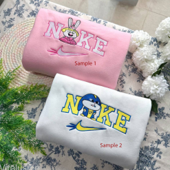 Snow Ball Nike Embroidered Sweatshirt, Nike Couple Embroidery, Matching Embroidered Hoodies