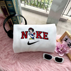 Snow White And Prince Disney Nike Embroidered Sweatshirt, Nike Couple Embroidery, Matching Embroidered Hoodies