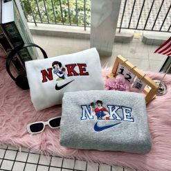 Snow White And Prince Disney Nike Embroidered Sweatshirt, Nike Couple Embroidery, Matching Embroidered Hoodies