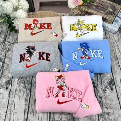 Sonic The Hedgehog Characters Nike Embroidered Sweatshirts, Nike Couple Embroidery, Matching Embroidered Hoodies3