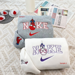 Spiderman And Gwen Stacy Nike Embroidered Sweatshirts, Nike Couple Embroidered Hoodies