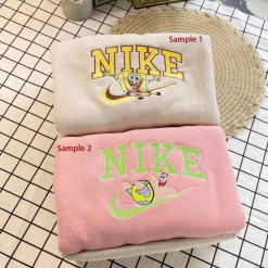 Spongbob And Patrick Nike Embroidered Sweatshirts, Nike Matching Embroidery