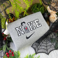Spooky Corpse Bride Emily And Victor Nike Embroidered Sweatshirts, Halloween Sweatshirts, Nike Matching Embroidery (5)