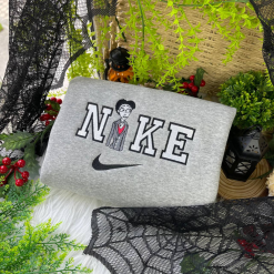 Spooky Corpse Bride Emily And Victor Nike Embroidered Sweatshirts, Halloween Sweatshirts, Nike Matching Embroidery (6)