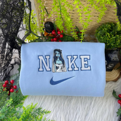 Spooky Corpse Bride Emily And Victor Nike Embroidered Sweatshirts, Halloween Sweatshirts, Nike Matching Embroidery (7)