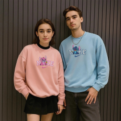 Stitch And Angel Key to My Heart Couple Embroidered Sweatshirt, Nike Couple Embroidered Hoodies (3)