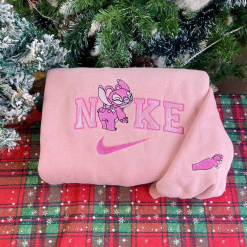 Stitch Angel And Lilo Nike Embroidered Sweatshirt, Disney Nike Crewneck Embroidered Sweatshirt, Stitch Disney Sweatshirt (5)
