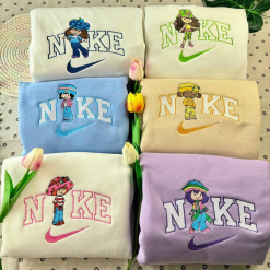 Strawberry Shortcake Nike Embroidered Sweatshirts, Nike Couple Embroidery, Gift For Your Friends
