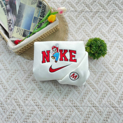 Super Mario Bros Mario And Luigi Nike Embroidered Sweatshirt, Super Mario Bros Movie Shirt, Nike Matching Embroidery
