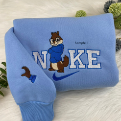 The Chipmunks Simon And Jeanette Couple Nike Embroidered Sweatshirts, Nike Matching Embroidery