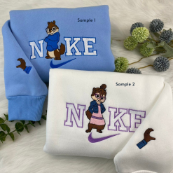 The Chipmunks Simon And Jeanette Couple Nike Embroidered Sweatshirts, Nike Matching Embroidery