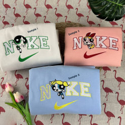 The Powerpuff Girls Nike Embroidered Sweatshirts, Nike Couple Embroidered Sweatshirts