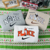 Christmas Stitch Nike Embroidered Sweatshirt, Nike Couple Embroidered Sweatshirts
