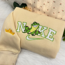 Tiana And Naveen Fog Version Disney Nike Embroidered Sweatshirts, Nike Couple Embroidered Sweatshirts