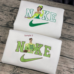 Tiana Princess And Prince Naveen Disney Nike Embroidered Sweatshirts, Disney Nike Embroidered Matching Couple Sweatshirts
