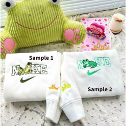 Tiana Princess And The Frog Prince Cute Couple Sweatshirt, Nike Couple Embroidered Hoodies