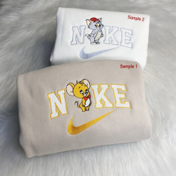 Tom And Jerry Nike Embroidered Sweatshirts, Couple Matching Hoodies