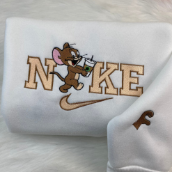 Tom And Jerry Nike Matching Embroidered Sweatshirts, Nike Couple Embroidered Hoodies (2)