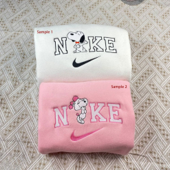 Vintage Snoopy Couple Nike Embroidered Sweatshirts, Nike Matching Embroidery