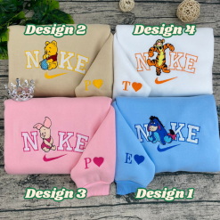 Winnie the Pooh Characters Nike Matching Embroidered, Disney Nike Embroidered Hoodies
