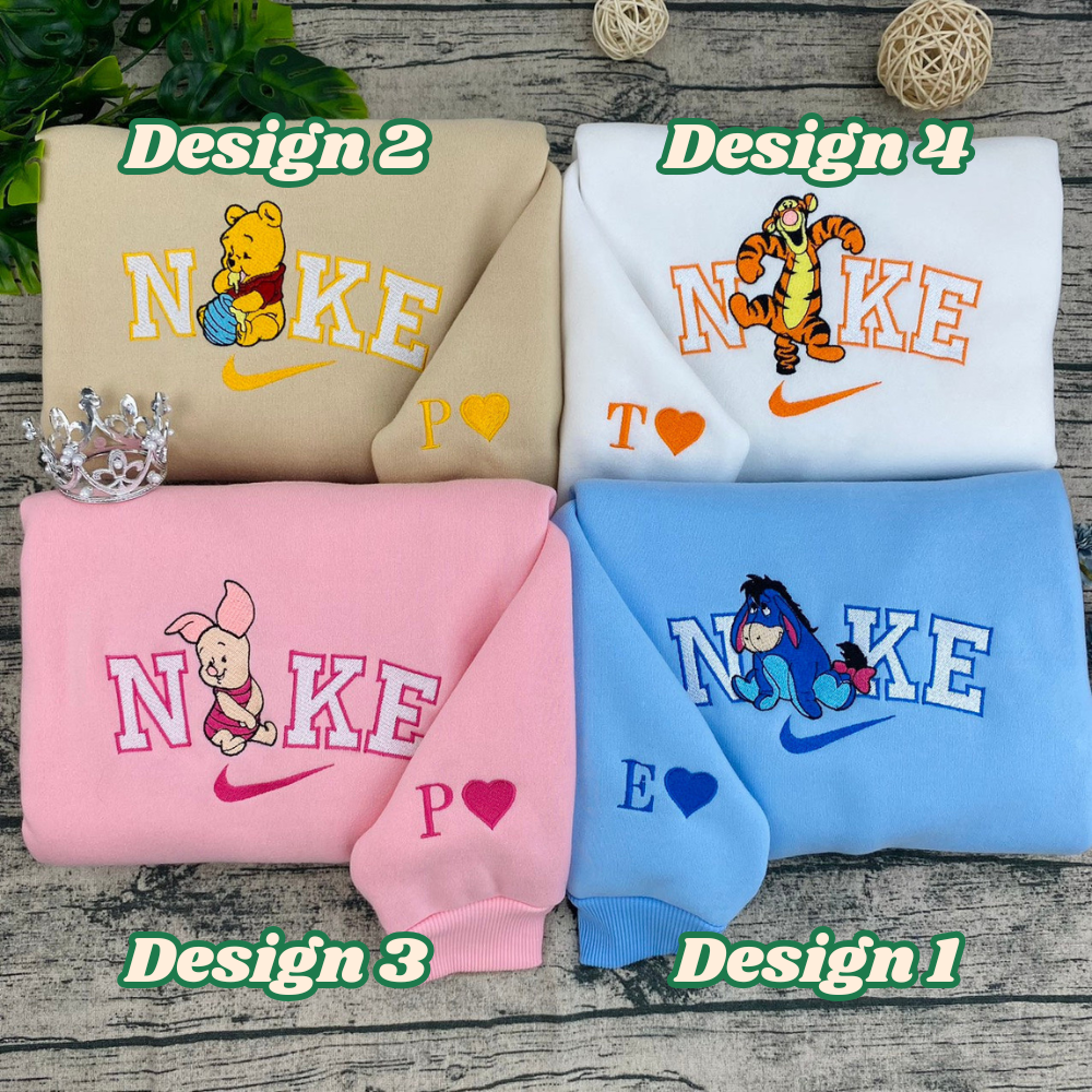 Winnie the Pooh Characters Nike Matching Embroidered, Disney Nike Embroidered Hoodies Winnie the Pooh Characters Nike Matching Embroidered, Disney Nike Embroidered Hoodies
